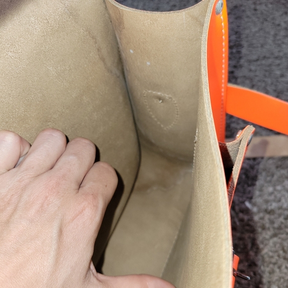 The Leather Satchel Co satchel with Crossbody Straps in Neon Orange - Picture 14 of 16